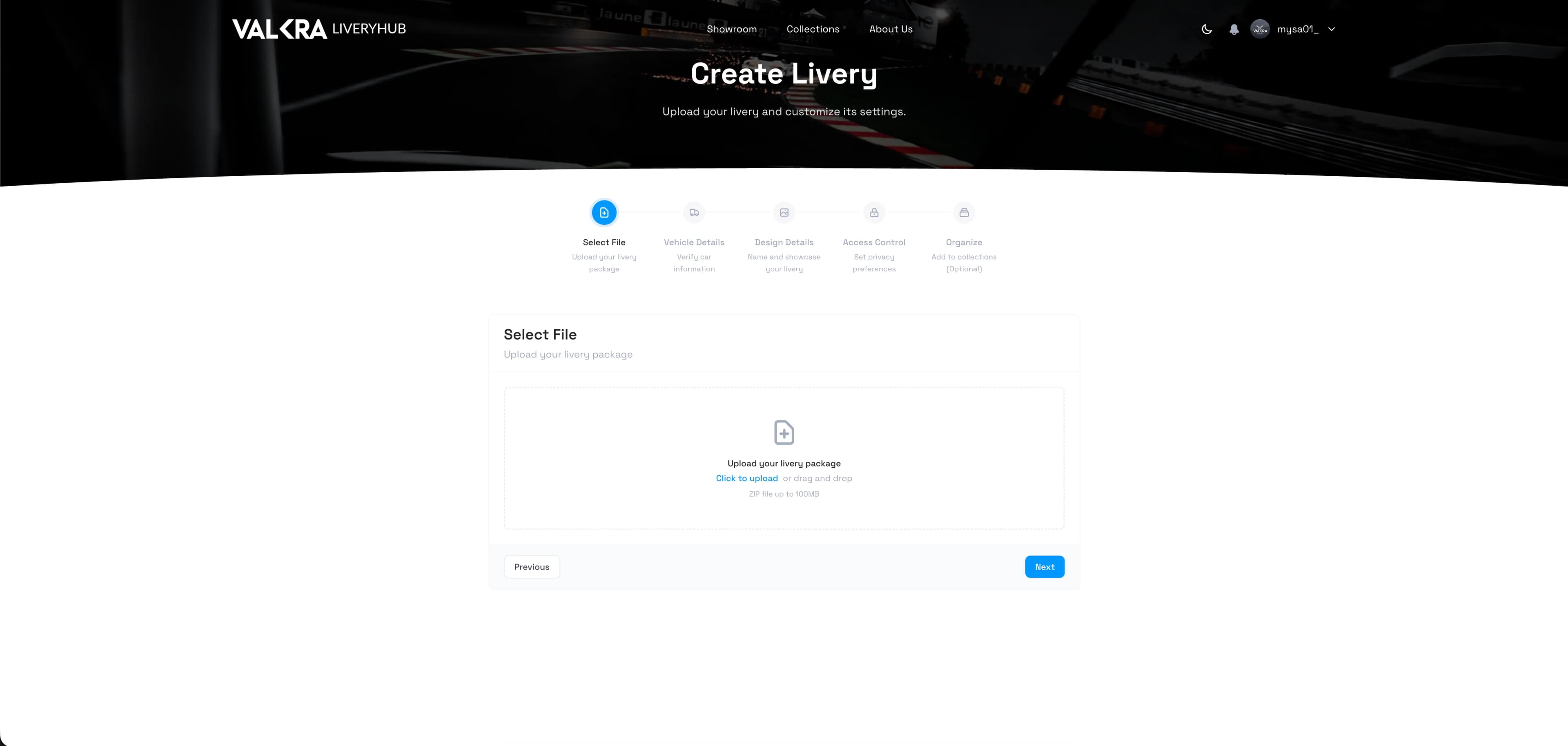 Livery upload wizard