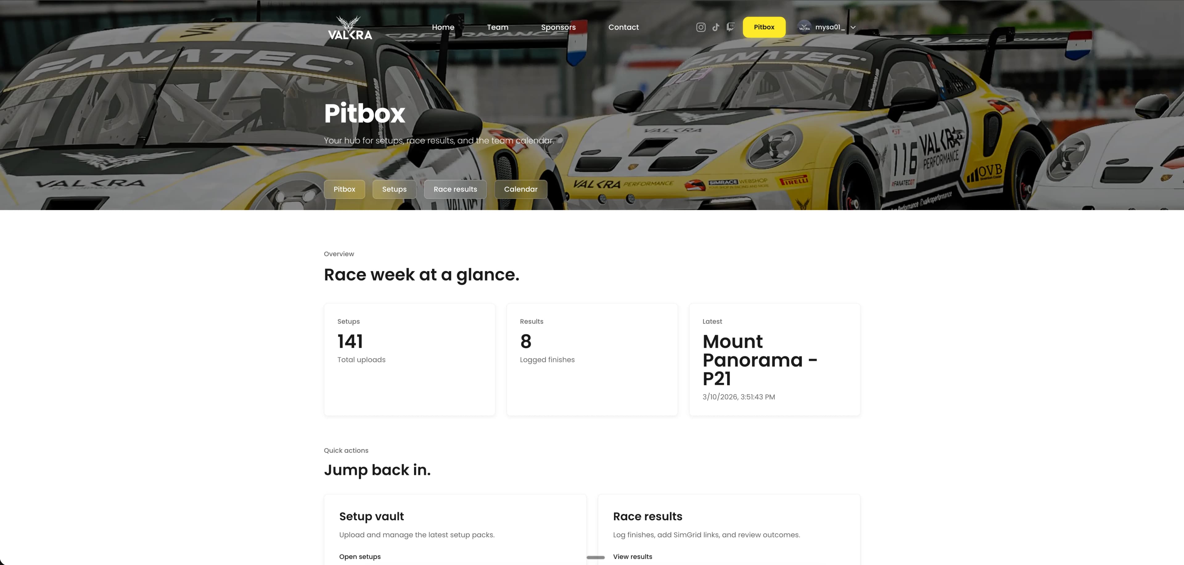 The Pit Box dashboard